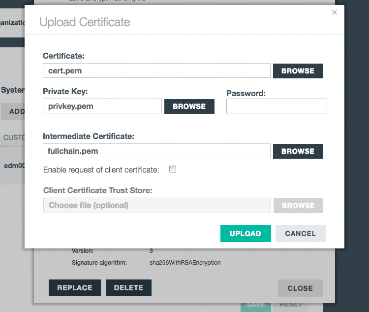 replacing the certificates